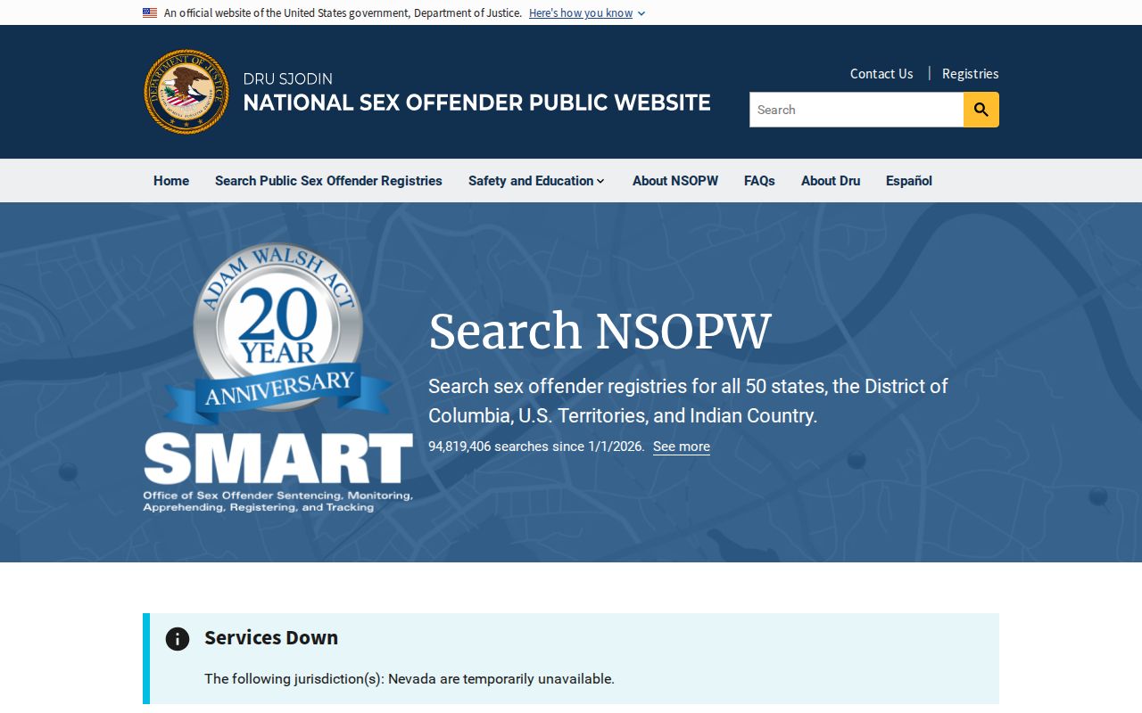Washington County sex offender search national NSOPW page