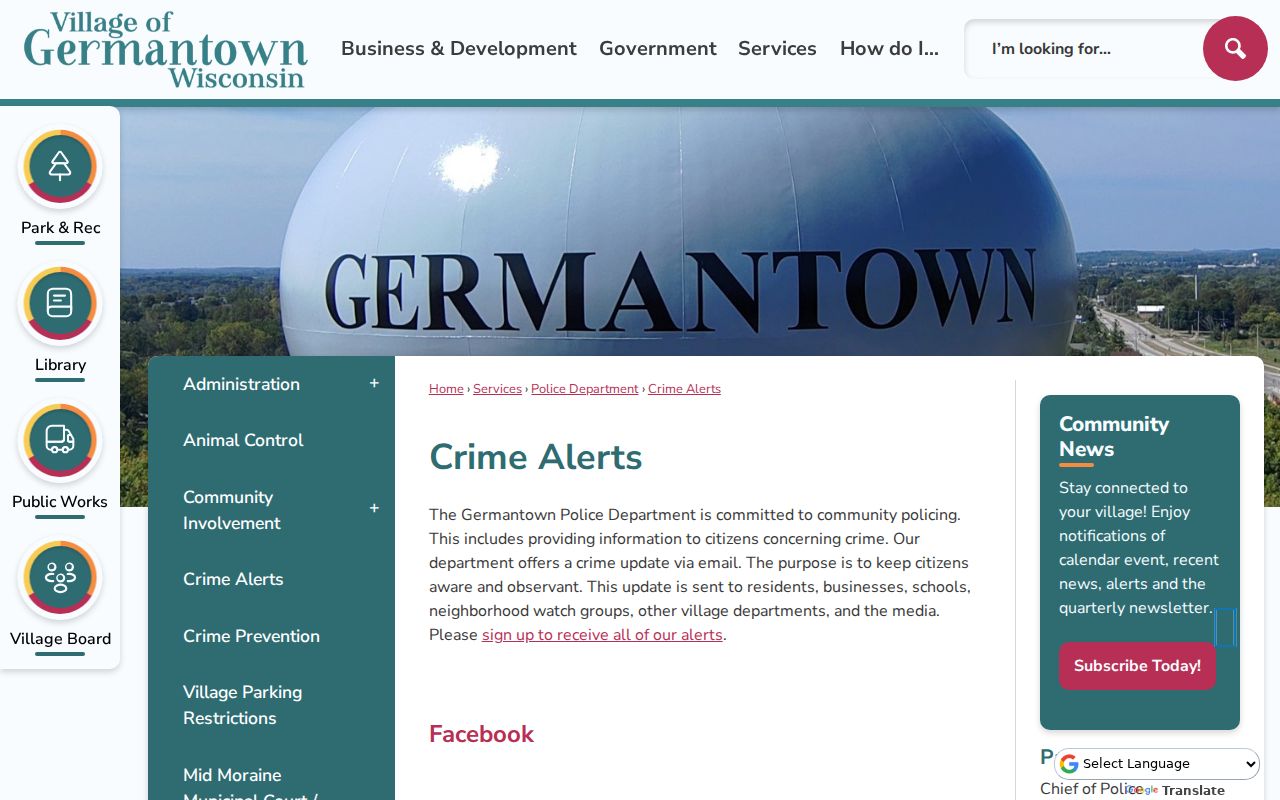 Washington County criminal records Germantown police alerts