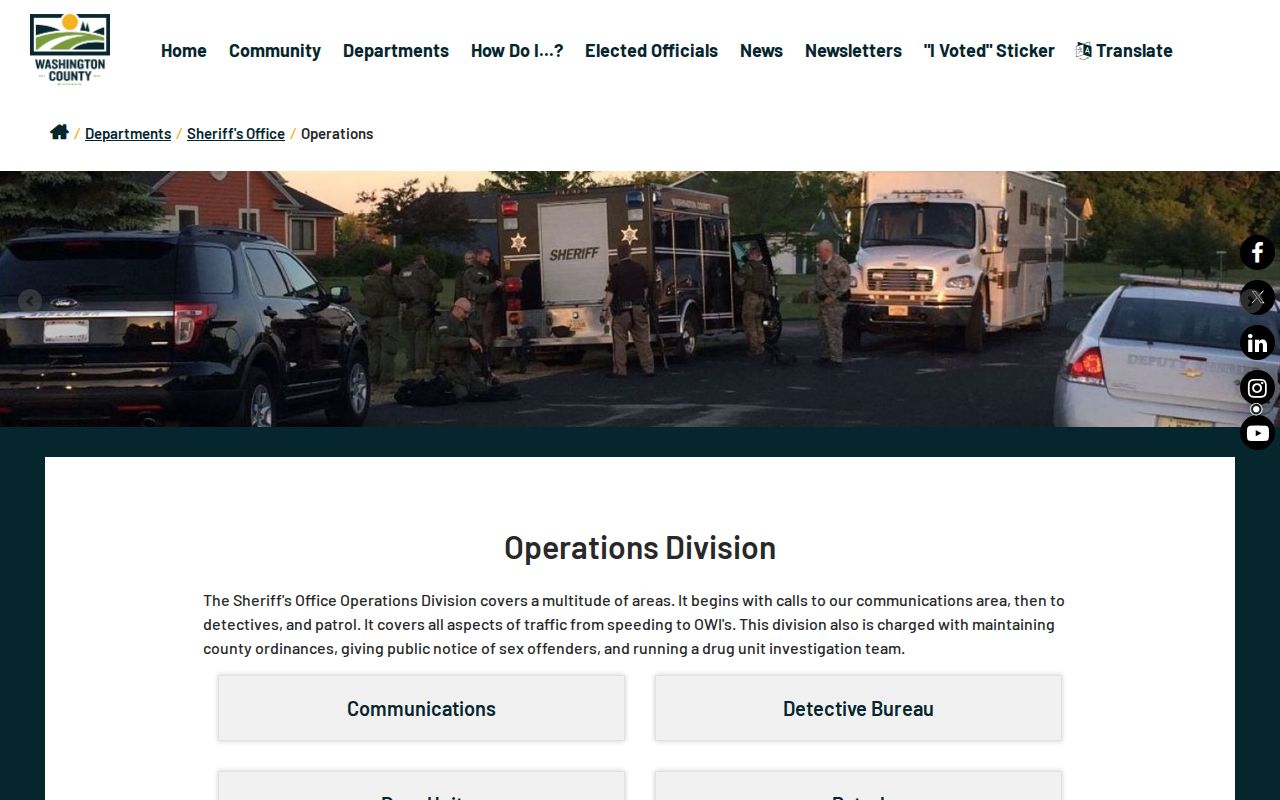Washington County criminal record flow Sheriff operations